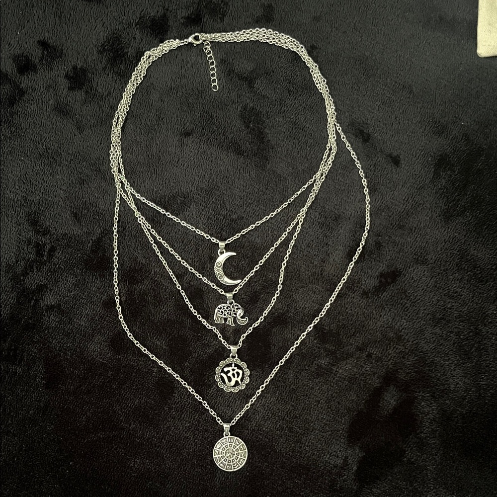$7 each or 2 for $10 Silver Layered Charm Necklace